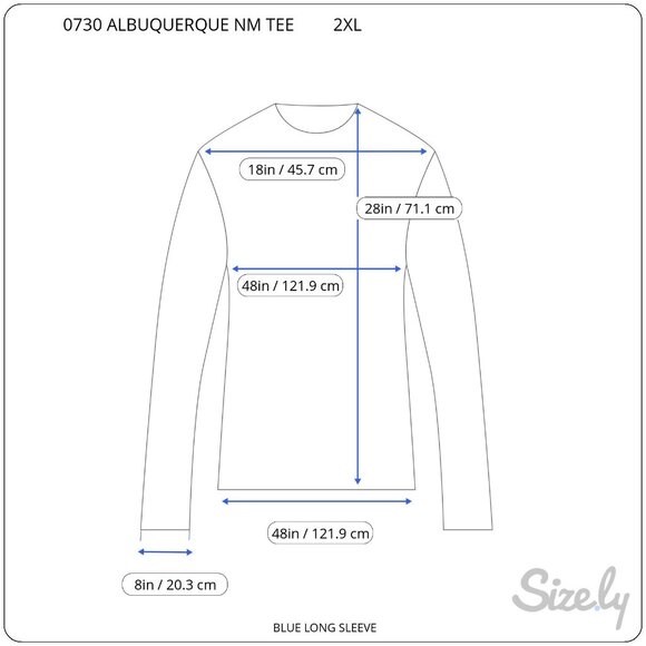 Albuquerque NM Long Sleeve T Shirt 2XL Blue Script Tourist Balloon Knit Stretch - Picture 3 of 9